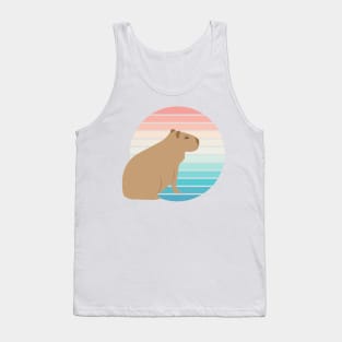 Capybara watching sunset, retro design Tank Top